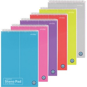 Steno Pads Spiral 6 x 9 inches, Gregg Rule White Paper, 80 Sheets Steno Notebook for writing in Pink, Purple, Green, Blue, Red, Grey, Color May Vary - 1 of 4