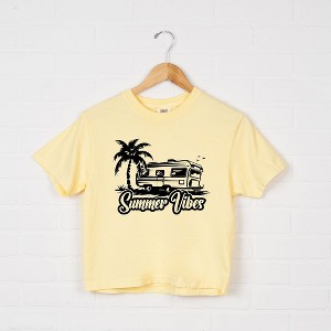 Simply Sage Market Women's Summer Vibes Camper Short Sleeve Relaxed Fit Cropped Tee - 1 of 4