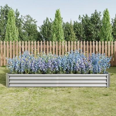 Raised Garden Bed Kit, 7.6x3.7x0.98ft Outdoor Planter Box For Vegetables, Flowers, Herbs, Fruits, Rust-proof Metal Raised Bed
