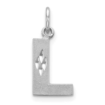 Black Bow Jewelry 14k White Gold, Julia Collection, Small Satin Block Initial L Pendant