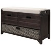 YOOCOZZ Solid Wood Fully Assembled Storage Shoe Bench with Removable Cushion,Removable Basket and 2 Drawers - 3 of 4