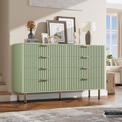 Garvee Fluted 6 Drawer Dresser for Bedroom, 54" Wide Modern Chest of Drawers with Deep Drawers, Large Double Dresser, Wooden Dresser Organizer