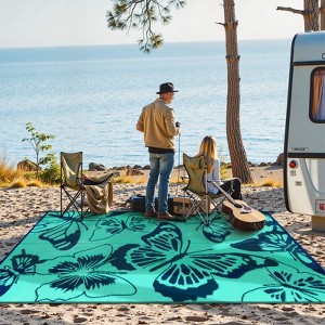 Lahome Monarch Butterfly Outdoor Plastic Straw Rug-Waterproof Reversible Mat for Patio, Backyard, Camping, RV Awning - 1 of 4