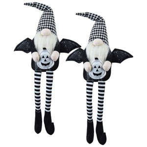 FURNIinspire Decorative Objects Holiday Decorations, Fabric Sitting Black Gnome With Wings, Striped Socks, Set Of 2, Multicolored, 3.5"*4.3"*23.5" - 1 of 4