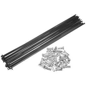 Unique Bargains 14G Bicycle Carbon Steel Spoke with Nipples Black 36 Pcs - 1 of 4