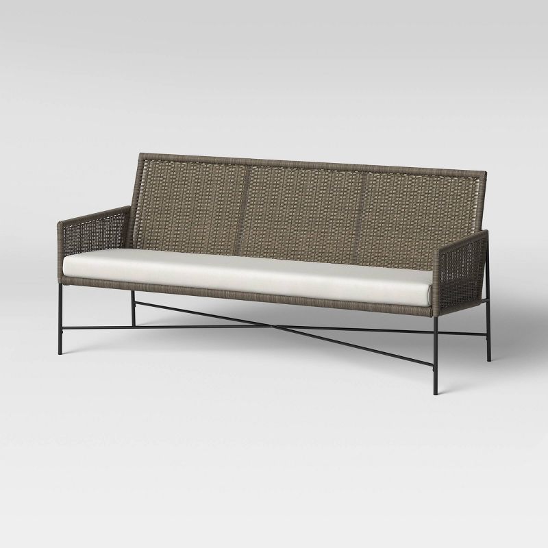 Wicker &#38; Metal X Frame Patio Sofa - Gray - Threshold&#8482; designed with Studio McGee, 1 of 11