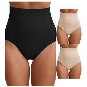 INSPIRE CHIC 3 Packs Women's High Waisted Tummy Control Shaping Briefs - 1 of 4