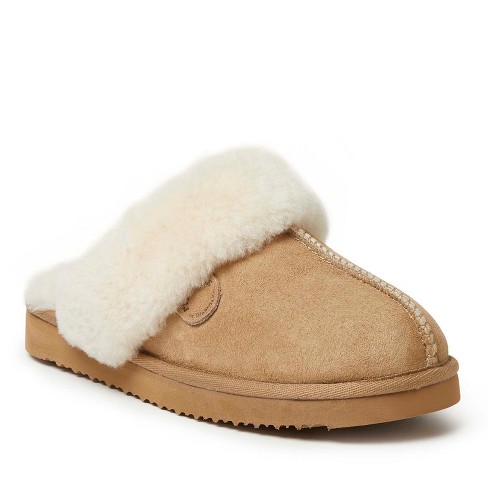 Fireside By Dearfoams Women's Sydney Genuine Shearling Scuff - Sand ...