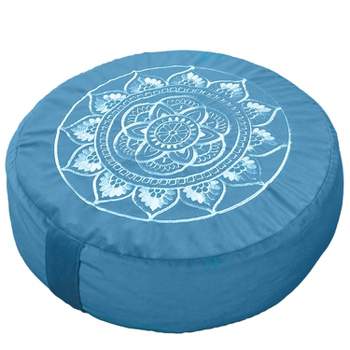 Florensi Round Meditation Cushion, Removable & Washable Velvet Cover, 100% Buckwheat Fill