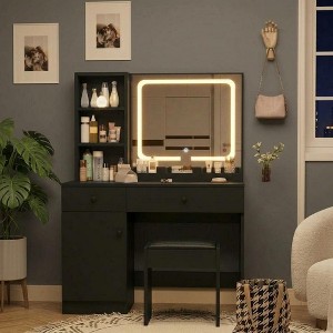 black dressing table with mirror French Chateau Vanity Table, Chateau Black
