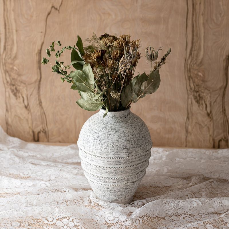 Braided Stripe Urn Vase White Metal by Foreside Home & Garden, 3 of 8