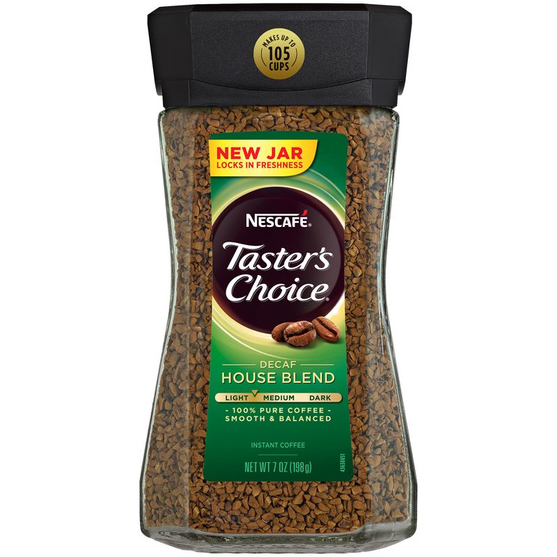 Nescafe Taster&#39;s Choice Decaf House Blend Light Roast Instant Coffee - 7oz, 1 of 8
