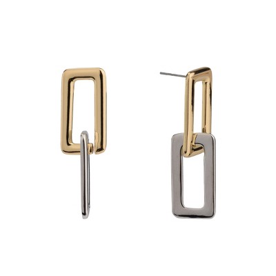 Christian Siriano New York Two Tone Rectangle Link Linear Earrings