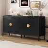 Elegant Vertical Stripe Cabinet with Robust Metal Legs and Semi-Circular Pulls - Ideal for Study, Entryway, and Living Room - 2 of 4