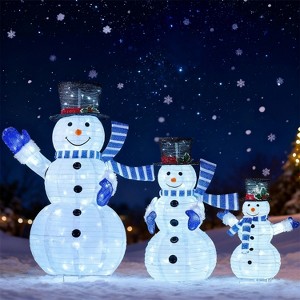 Joyfy Christmas Lights Outdoor, 3 Pcs 3D Collapsible Snowman Yard Lights with 270 LEDs for Garden Outdoor Christmas Decorations, Eve Night Decor - 1 of 4