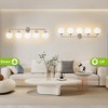 POWLIG 38.98-in 5-Light Nickel Bathroom Light Fixtures Over Mirror Vanity Lighting with Milk White Glass Globe Shades - 3 of 4