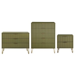Manhattan Comfort Dumbo 3pc 5 Drawer Dresser, 3 Drawer Dresser and Nightstand Set - 1 of 4