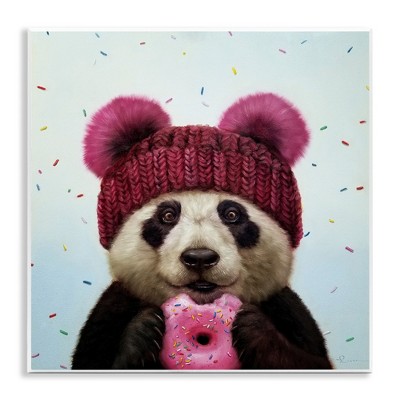 Stupell Industries Happy Panda Bear with Donut, 12" x 12"
