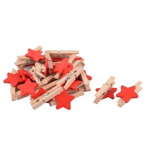 Unique Bargains Star Shaped Mini Wooden Photo Spring Pegs Card Holder 1.2" x 0.7" x 0.4" 20 Pcs - 1 of 3