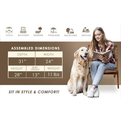 Sava Brown Acacia Wood Folding Chair with Woven Seat