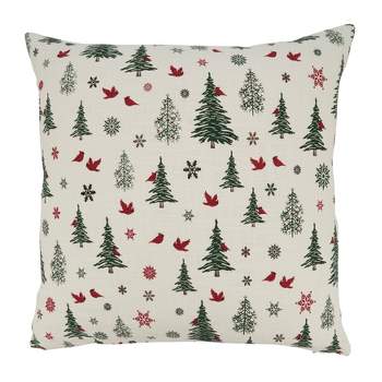 Saro Lifestyle Enchanted Evergreens Christmas Trees Down Filled Throw Pillow