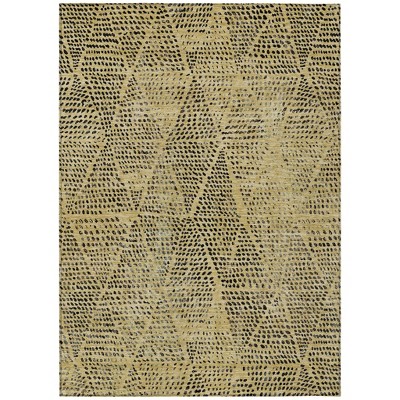 Gold Black And Charcoal Geometric Washable Indoor Outdoor Area Rug