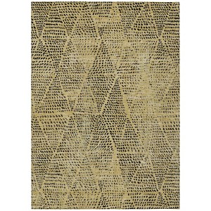 Gold Black And Charcoal Geometric Washable Indoor Outdoor Area Rug - 1 of 4
