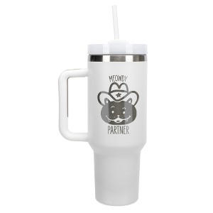 100 North Meowdy Partner Kitty Cat Cowboy Wrap-Around 40 Oz. Stainless Steel Water Bottle Coffee Mug, Spill & Leak Resistant, Travel Tumbler with - 1 of 4