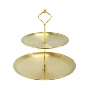 Unique Bargains 2 Tier Round Cup Cake Holder Tower with Tiered Serving Tray for Donuts Fruit 9.06"x9.06" - 1 of 4