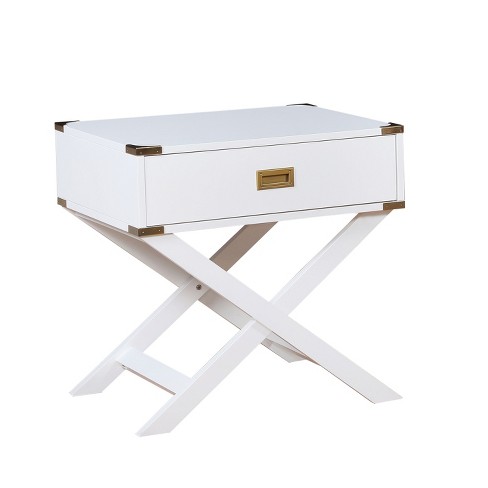 Danner Contemporary Gold Corner Accent Side Table White Iohomes