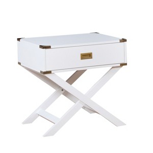 Danner Contemporary Gold Corner Accent Side Table White - ioHOMES