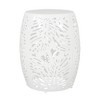Iron-cut Outdoor Side Table with Tropical Palm Leaf Pattern, Minimalist Barrel-Shaped Patio End Table, Outdoor End Tables -Christopher Knight Home - 4 of 4