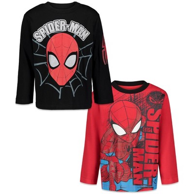 Marvel Avengers Spider-Man Little Boys 2 Pack Long Sleeve Graphic T-Shirts Black/Red 6