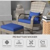 Maggift Patio Seating Set of 2, Outdoor Rattan Chair Armrest Sofa with Footstool with Cushion for Garden, Balcony, Blue, 25.25" * 32.25" * 35" - 4 of 4