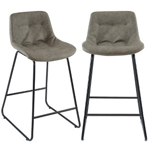 Beautyolove 26 in. Gray Faux Leather Upholstered Counter Height Bar Stool Swivel Counter Stool - 1 of 4