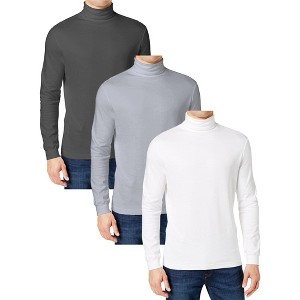 Galaxy By Harvic Men's Long Sleeve Turtle Neck T-Shirt-3 Pack - 1 of 4