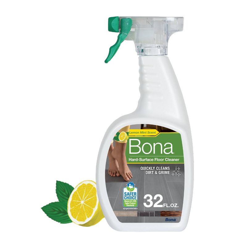 Bona Lemon Mint Cleaning Products Multi-Surface Cleaner Spray + Mop All Purpose Floor Cleaner - 32oz, 1 of 14