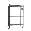 ACEPANO 35.43 in. W Freestanding 3-Tier Adjustable Wire Shelf Clothes Drying Rack with 2 Hanging Rails & Side Hooks-Black - 4 of 4