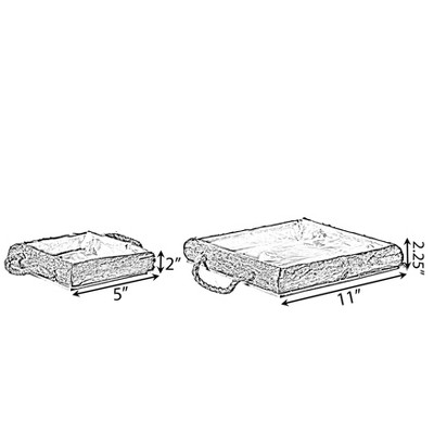 Rustic Brown Wooden Square Mini Planters for Indoors & Outdoors, Set of 2