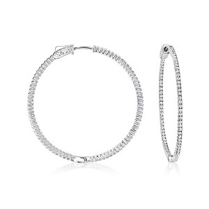 Ross-Simons 1.50 ct. t.w. CZ Hoop Earrings in Sterling Silver - 1 of 3