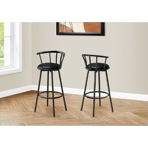 Leather-Look & Metal Swivel Curved Low Back Barstool (Set of 2) with Footrest and Contemporary Modern Design for Kitchen - 1 of 4