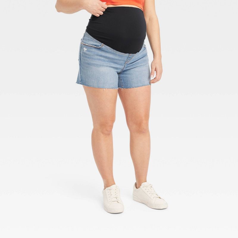Over Belly Midi Maternity Jean Shorts - Isabel Maternity by Ingrid & Isabel™, 1 of 6