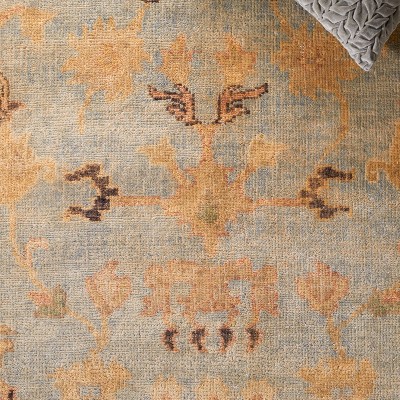 Hand-Knotted Light Blue Wool Oushak Area Rug, 3' x 10'