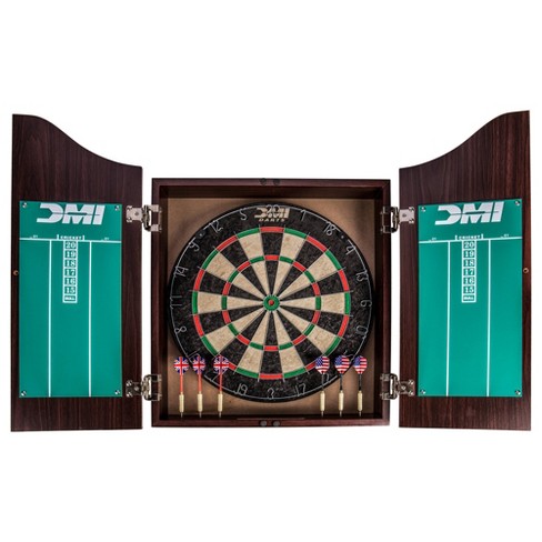 Dmi Darts Deluxe Dartboard Cabinet Set With Rosewood Finish Target