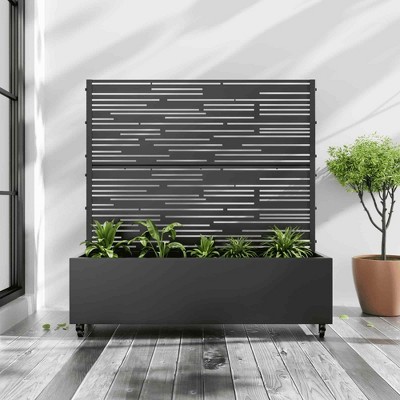 Lirago Iron Black Arch Mobile Planters Planting Box Trellis for Climbing Plants - 47x47