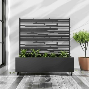 Lirago Iron Black Arch Mobile Planters Planting Box Trellis for Climbing Plants - 47x47 - 1 of 4