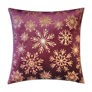 18"x18" Snowflakes Velvet Foil Printed Holiday Square Throw Pillow - Edie@Home - 1 of 4