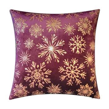 18"x18" Snowflakes Velvet Foil Printed Holiday Square Throw Pillow - Edie@Home