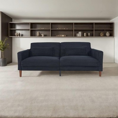 NicBex 74.02 Inch Linen Upholstered Couch 3-Seater Sofa with 2 Throw Pillows for Living Room,Office,Apartment