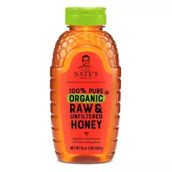 Nature Nate's 100% Pure Raw Unfiltered Organic Honey – 16oz